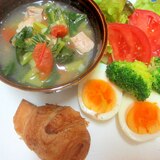 小松菜とトマトのスープのチョコクロプレート